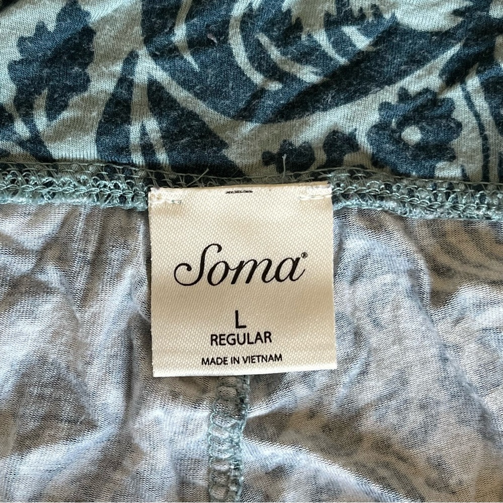 Soma Pajama Pants Blue Teal Damask L VGUC - Picture 6 of 7